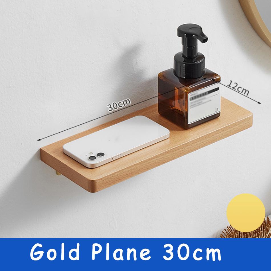 Ξύλινο Ράφι Μπάνιου Χρυσό Τοίχου Ορθογώνιο Κουζίνας Αλουμίνιο Οξιά Μπάνιου Ντους Σαμπουάν Σαπούνι Ράφι Αποθήκευσης Θήκη Μαύρο Λευκό