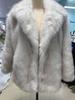 Autumn And Winter Women'S White Background Black Tip European And American Medium And Long Suit Coat Coat Artificial Fur Imitation Fur Coat