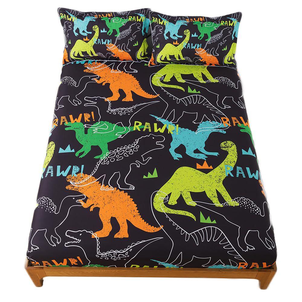 

Cartoon Dinosaur Pattern Bed Hat Three-Piece Digital Printing Bedding Bed Hat Three-Piece Set Children Adult For more sizes, please consult customer service.