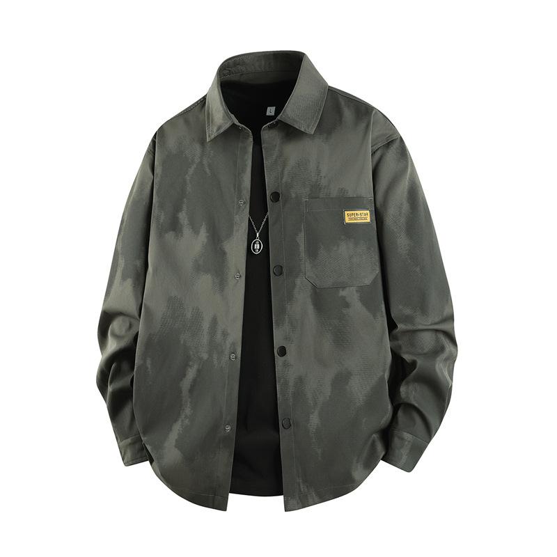 Men's Long Sleeved Shirt, Loose Workwear Shirt, Plus Size Casual Lapel Cardigan Jacket