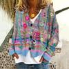 Womens Soft Knit Cardigan Sweater With 3D Print Design Loose Fit Casual Open Front Long Sleeve Pullover