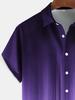 Vintage Gradient Striped Print Men'S Plus Size Button Pocket Short Sleeve Shirt, Plus Size