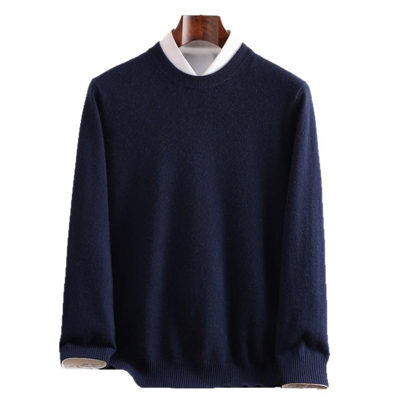 Autumn And Winter Men'S Sweater 100% Pure Cashmere Sweater Round Neck Long Sleeve Simple Business Casual Knitted Cashmere Sweater