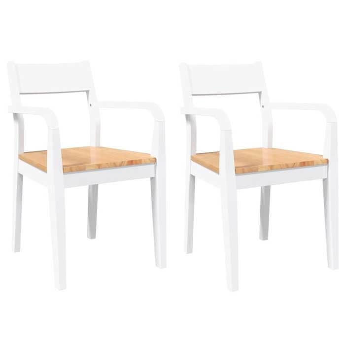 VidaXL Chaises à manger 2 pcs blanc bois massif caoutchouc, chaise à dîner, chaise, chaise de salon, chaises à dîner, chaise 4102512