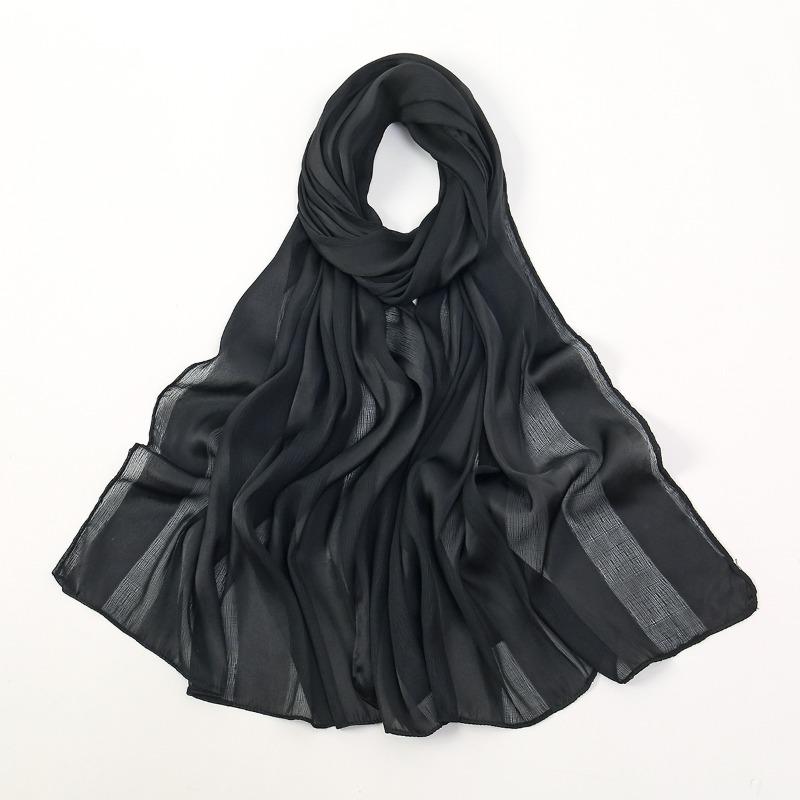 Spring and summer light and breathable satin simulation silk long towel high-end striped shawl plain color simple and versatile bag headscarf women