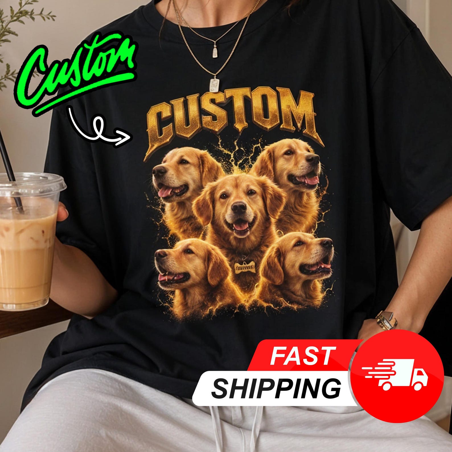Custom Pet Vintage Bootleg T-Shirt, Retro Personalized Pet Photo + Name Comfort Colors® Shirt, Custom Dog Portrait Top,Design Cat Shirt Tee M