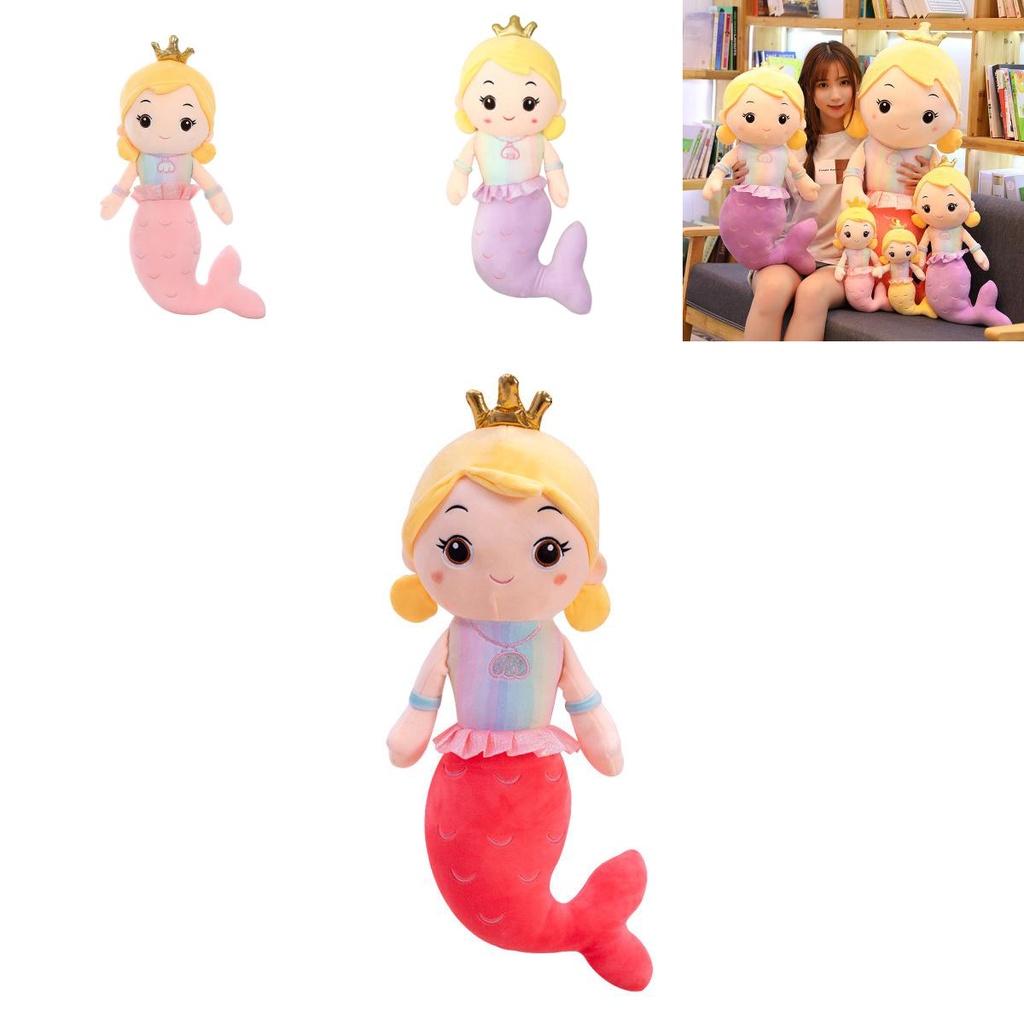 Cute Mermaid Plush Pillow Toy For Girls, Princess Bed Decor, Soft Velvet Stuffed Doll