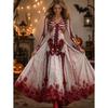 2026 Halloween Womens V-Neck Long Sleeve Maxi Dress With Ghost Pumpkin Witch Print High-Waist Loose Fit Party Gown