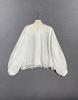 2026 Spring French White Lace Shirt with Loose Lantern Sleeves and Hollow Embroidery