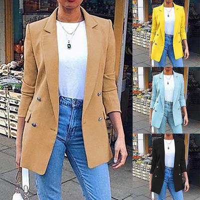 Womens Ladies Solid Turn Down Collar Jacket Long Sleeve Coat  Outerwear