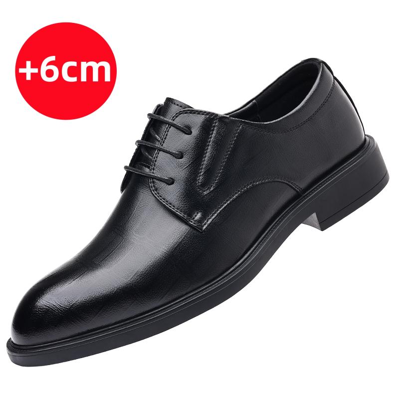 

Fashion 6/8CM Height Increasing Men s Formal Shoes Black High-quality Leather Casual Shoes Office Formal Suit Men s Business Shoes 44