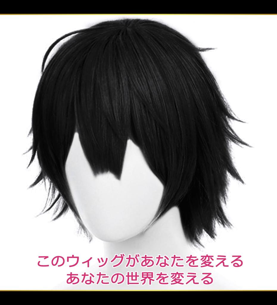CaseEden Cosplay Wig, Short, 30cm, Heat-Resistant, Black, WIG6200