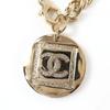 Great Necklace COCO Mark Rhinestone Coin Gold Metal Women B23P Used