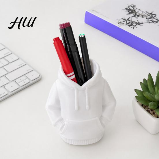 Stylish Stationery Holder 3D Printed Hoodie Pen Holder, Sweatshirt Shape Desk Organizer, Makeup Brush Creative Storage for Pens, Brushes, Office