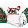 Joyeux Noël T-shirt Mode Femmes T-shirt Vin Rouge et Chapeau De Noël Imprimé Hauts Manches Courtes Femme Graphique T-shirts