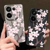 Hand-drawn Style Sakura Pattern Case For Xiaomi 14T 13T 11T Pro Funda Redmi Note 14 13 Pro 5G 12 11 Leather Texture Silicone Cover