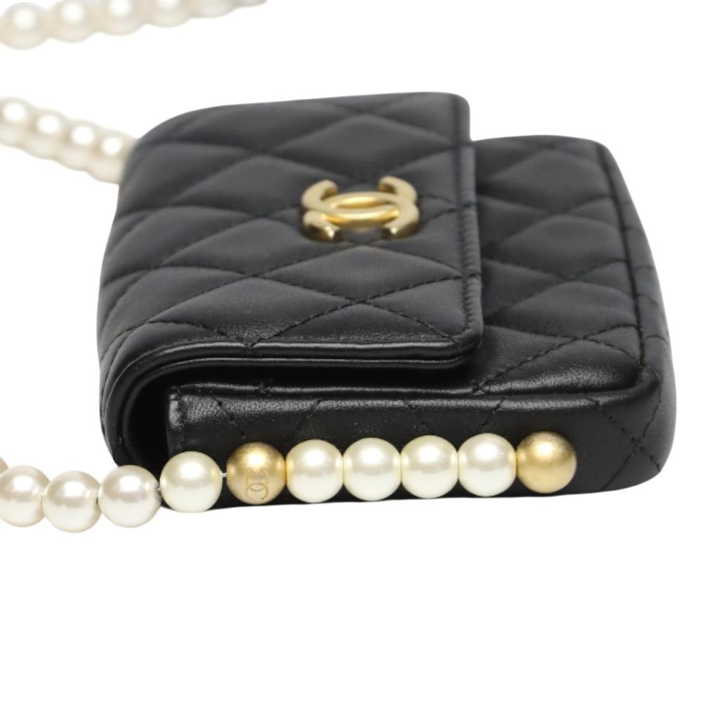 Chanel Mini Matrasse Shoulder Bag Lambskin Black Women Used