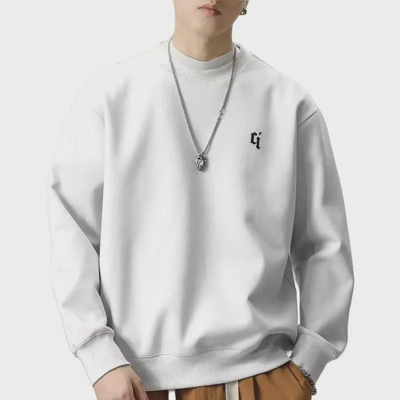 

Мужская толстовка из тяжелого бархата в американском стиле — осенний круглый вырез, повседневный свободный крой, модный топ с длинными рукавами и принтом 4XL