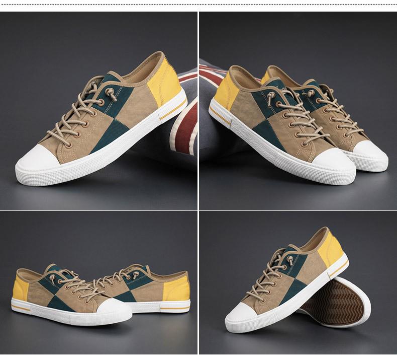 Men's Spring Canvas Shoes: Breathable, Casual, Versatile Low-Top Skate Shoes with Elastic Band.