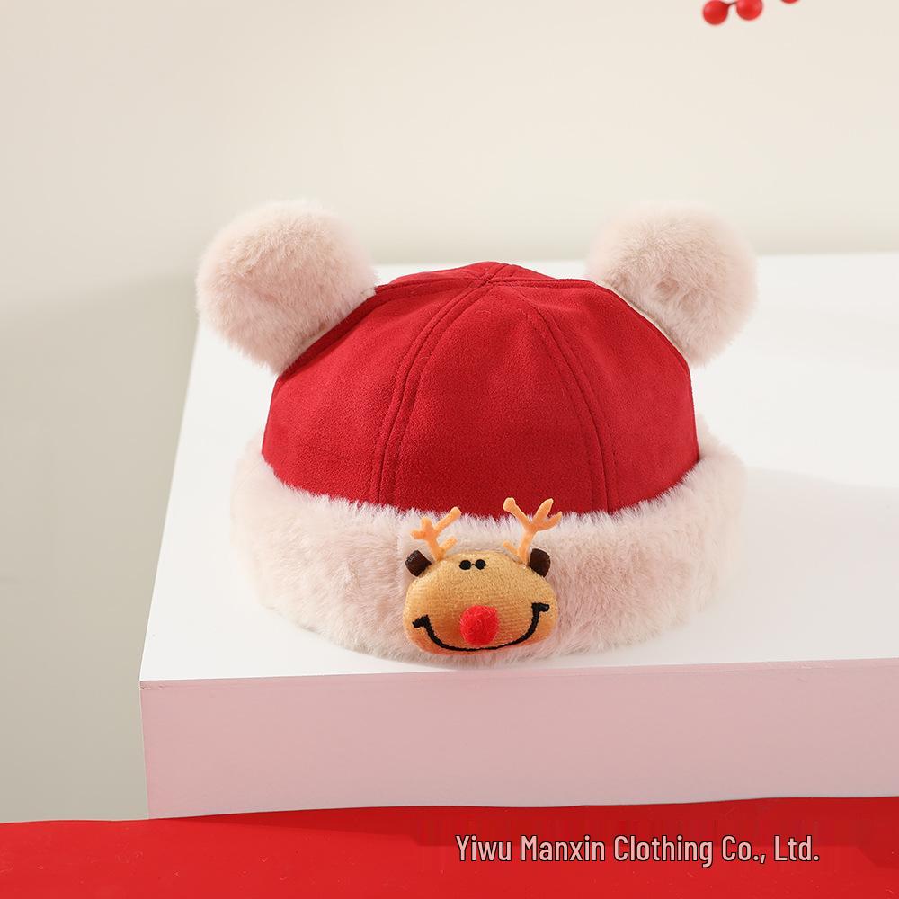 

Christmas Children s Red Plush Winter Hat - Festive Watermelon Design for Boys and Girls 48-50cm, 1-4 years old