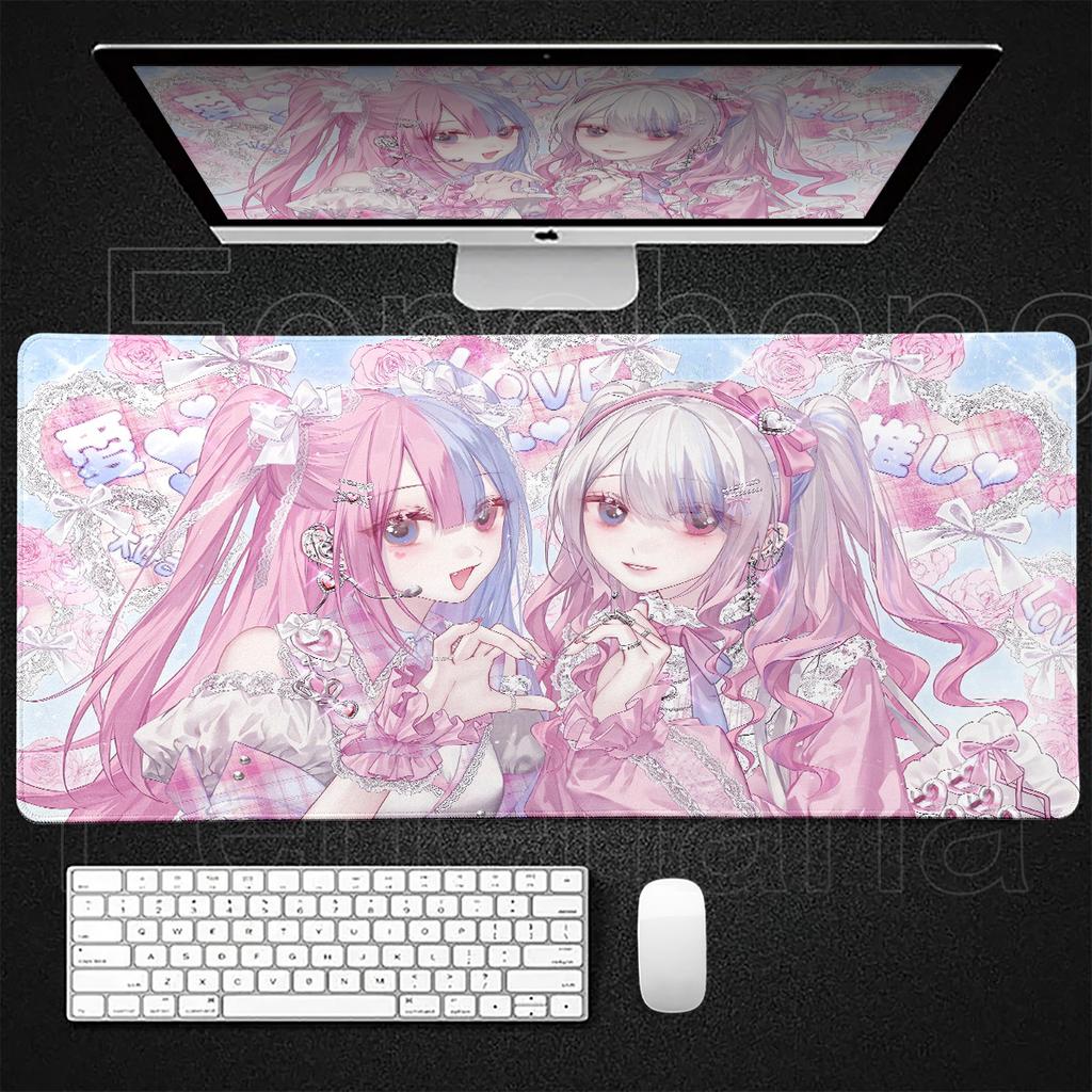 Anime Kawaii Mädchen PC Gaming Mauspads Rosa Beste Freunde Computer Büro Zubehör Große Gamer Rutschfeste Tastatur Erweiterungs-Pads