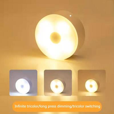 Mini LED Touch Sensor Night Lights USB Rechargeable Kitchen Lamp Portable Round Magnetic Night Light Dimming Wall Base Bedr I4Z1