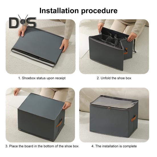 Cutie Depozitare Pantofi cu Capac Transparent Închidere cu Fermoar Capacitate Mare Compartimente Multiple Organizator Depozitare Pantofi Dulap