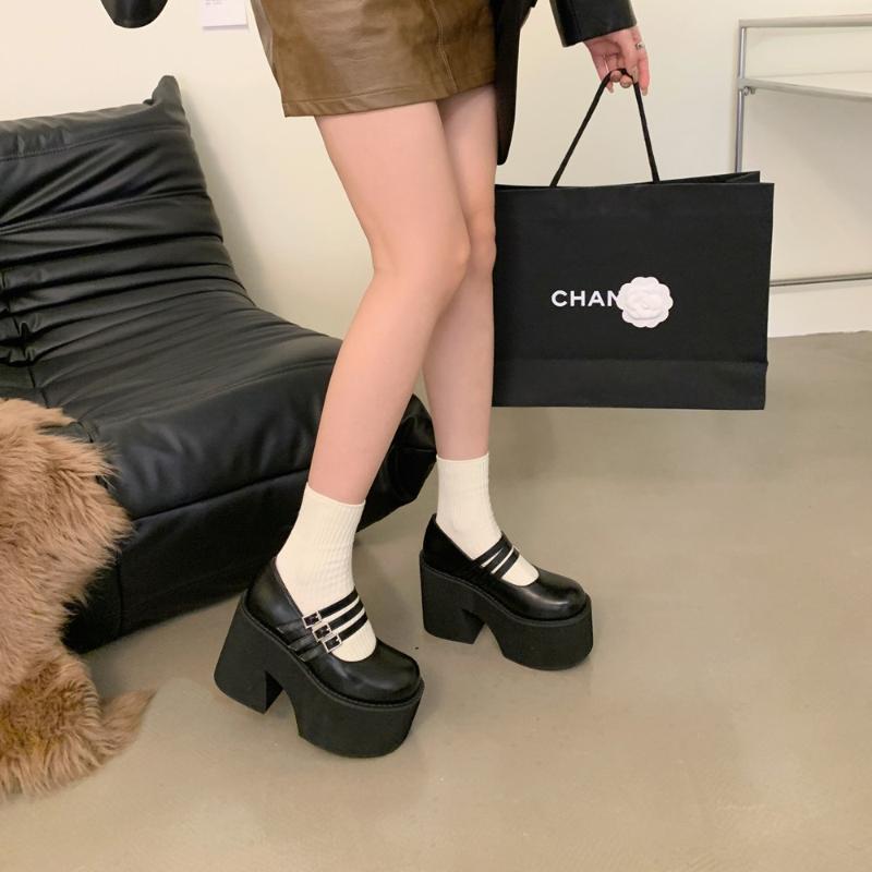Fashion Women Lolita High Heels Chunky Platform Buckle Strap Mary Jane Shoes 11CM Super High Heel Pumps Woman Cosplay Goth Punk Shoes