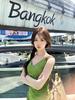 Women's French Retro Green Sleeveless V-neck Dress for Summer 2026 - Waist-Cinching, Slim-Fit Camisole Design