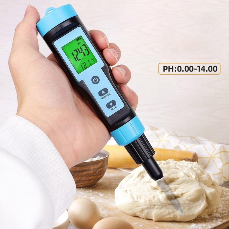 Food Acidity Pocket Tester Highs Accuracy Sensor 0.01 Accuracy,0.00~14 Ranging  for Soil Cosmetic Food Cheese
