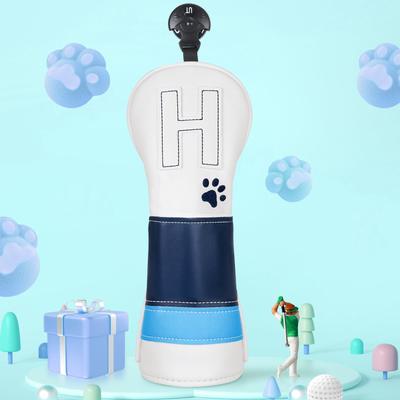 Blue Dog Claw Golf Headcovers for Utility and Wood Clubs with Numbered Tags Synthetic Leather Spliced Hybrids, Clubs, (2, 3, 4, 5, 6, UT). Design.
