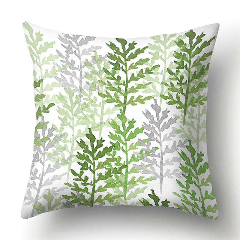 Polyester Pillowcase Green Tree Leaf Pillowcase Home Soft Furnishing Car Cushion Cover