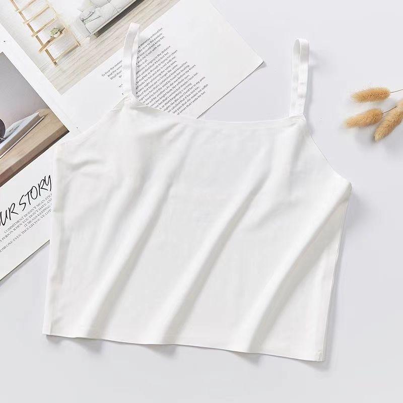 Atmungsaktives Sommer-Bustier für Mädchen aus Eis seide, nahtlos, mit Spaghettiträgern und Anti-Exposure-Bandeau