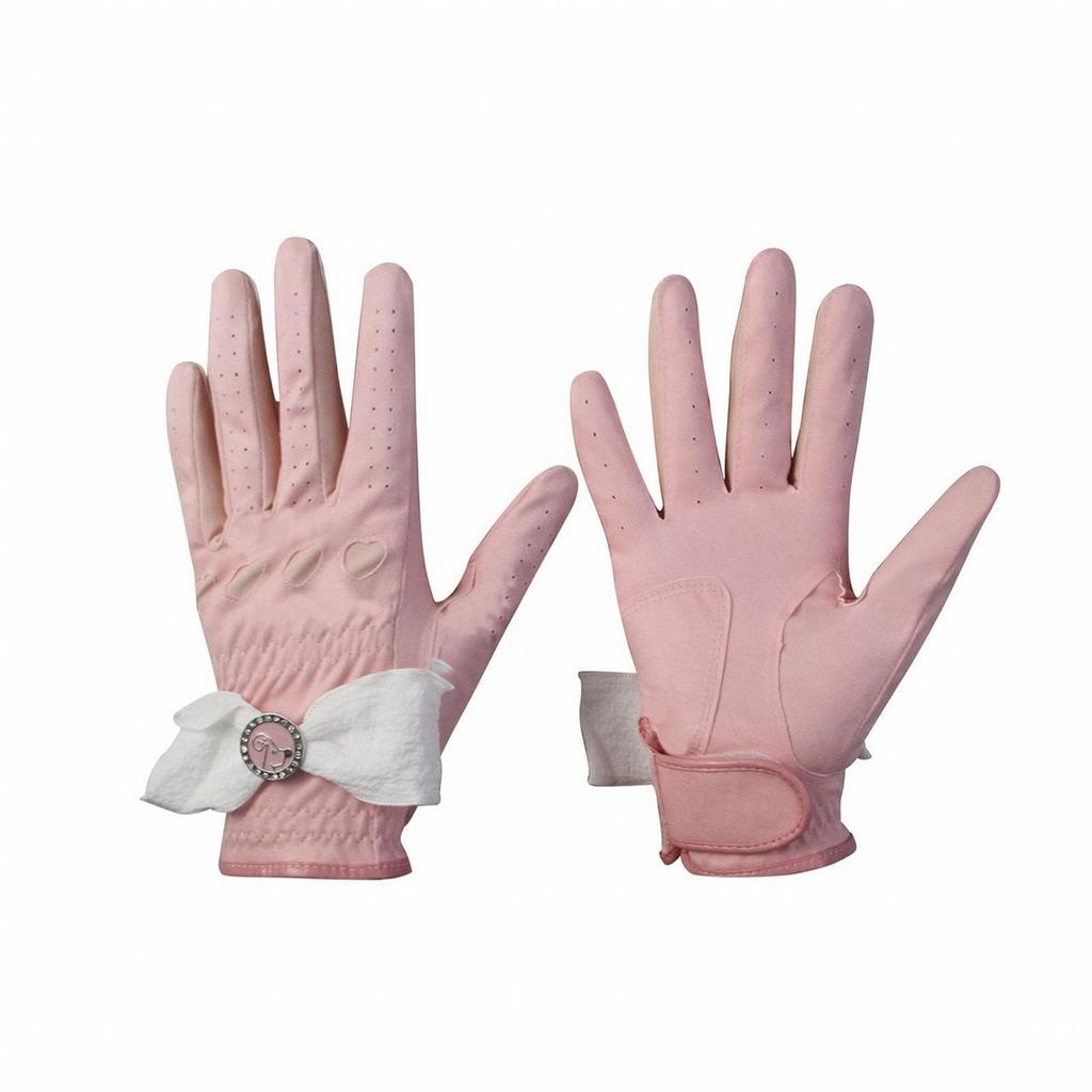 Enhanced Grip Golf Gloves with Bow Snug-Fit Microfiber Comfortable