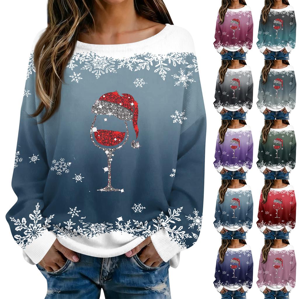 Christmas Sweatshirts For Women Knit Sweater Cute Shirt Fall Crewneck Pullover Tops