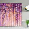 Flowers Plant Shower Curtains Beautiful Flower Purple Bathroom Decor Bathroom Screen Polyester Frabic Waterproof Cloth Curtains