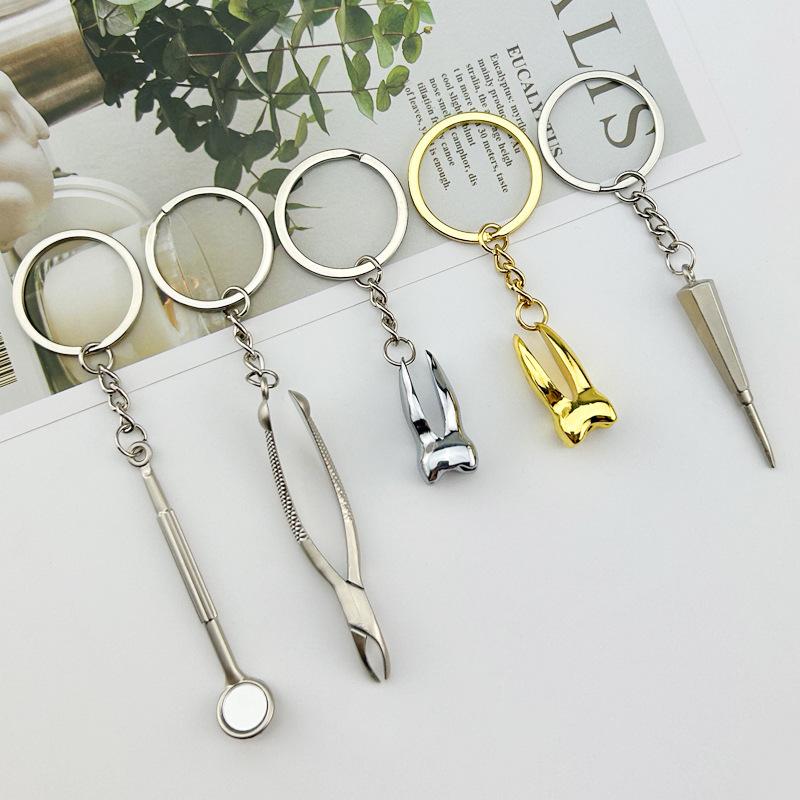 Mini Dental Tools Teeth Keychain Simulation Tooth Key Holder Clinic Promotion Gift