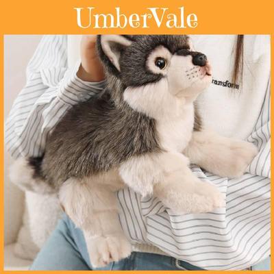 Peluche Lupo Statuetta Animale con Materiale a Pelo Corto per Bambini e Adulti