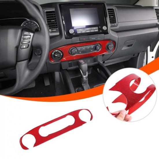 Red Carbon Interior AC Trim Sticker For Nissan Frontier D41 Extended Cab 2024+