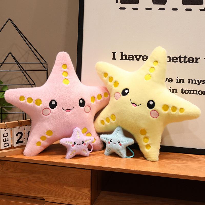 Kolorowa pluszowa lalka-poduszka w kształcie rozgwiazdy – wisiorek z pięcioramienną gwiazdą i rekwizyt do zdjęć