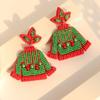 Xmas Handmade Beaded Ear Drop Sweater Boots Ear Stud Vintage Merry Christmas Earrings  New Year