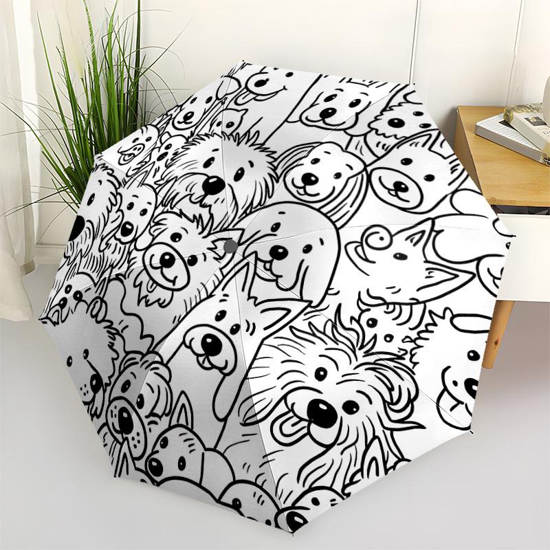 1pc Puppies Dogs Automatic Open/close Umbrella, 8-Rib sturdy structure, Auto Folding/Opening, Portable Travel Umbrella for Women,183