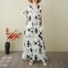 Summer new cotton and linen V-neck Korean version plus long nightdress lazy style loose version sleeveless dress women