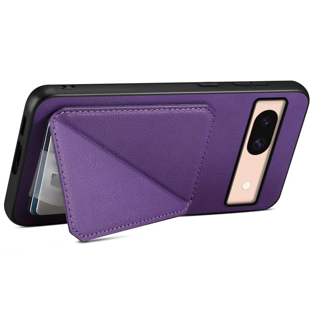 For Google Pixel 8a Case Kickstand Leather+PC+TPU Phone Cover with Hidden Card Holder