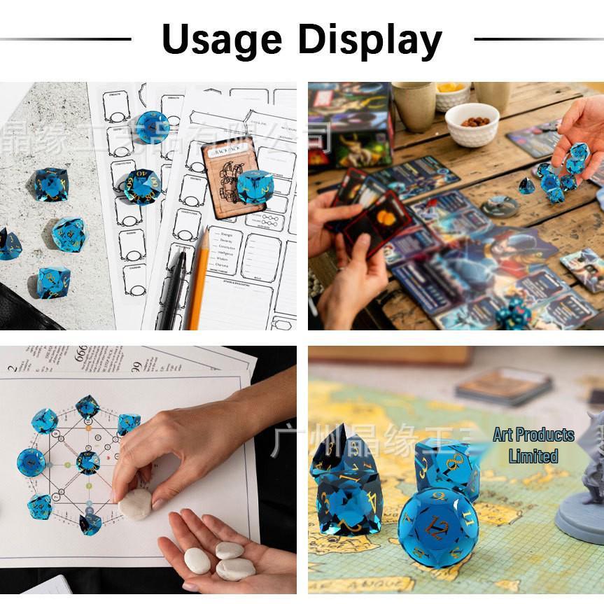 Sea Blue Dragon & Dungeon 7-Piece Gemstone Dice Set