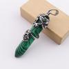 Natural Stone Bullet Crystal Single Pointed Hexagonal Column Pendant Rose Plum Necklace N761
