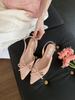 DAPAISHOW 2025 Niche Bag Head Sandals Temperament Elegant Bow Pointed Head Light Mouth Wedge Heel High Heels