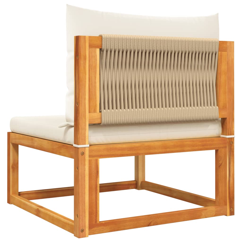 4 Piece Garden Sofa Set with Cushions Acacia Wood & Rope