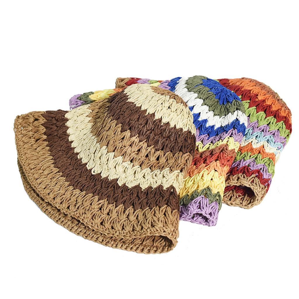Rainbow Grass Bucket Hat With Wide Brim For Sun Protection And Summer Wear