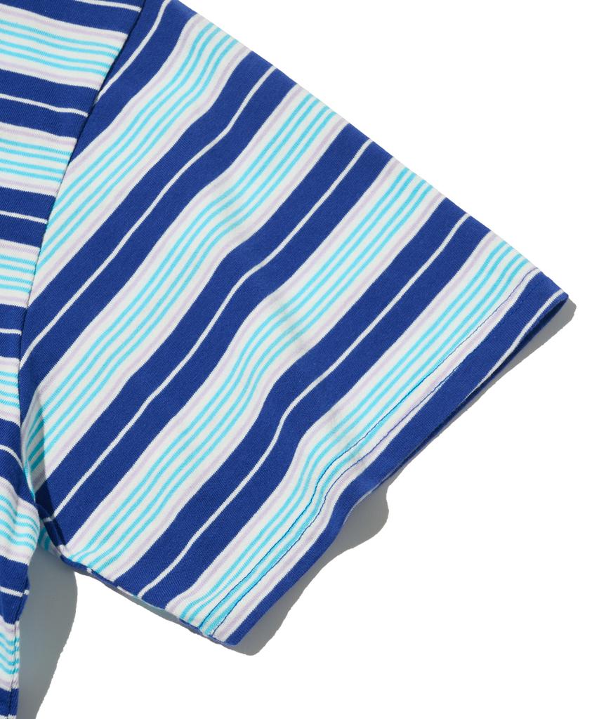 TAILOR STUDIO All Day Multi Stripe Short Sleeve T-Shirt (Blue)